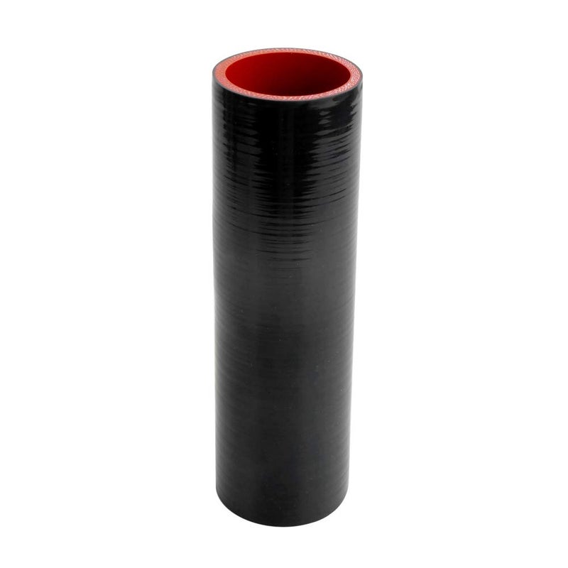 WISAUTO Hose 8''(203MM) Length 4-Ply 5MM thickness Long Straight Coupler Silicone Hose Black with Red Color with T-clamp ID: 2.0''(51mm) - Image 2